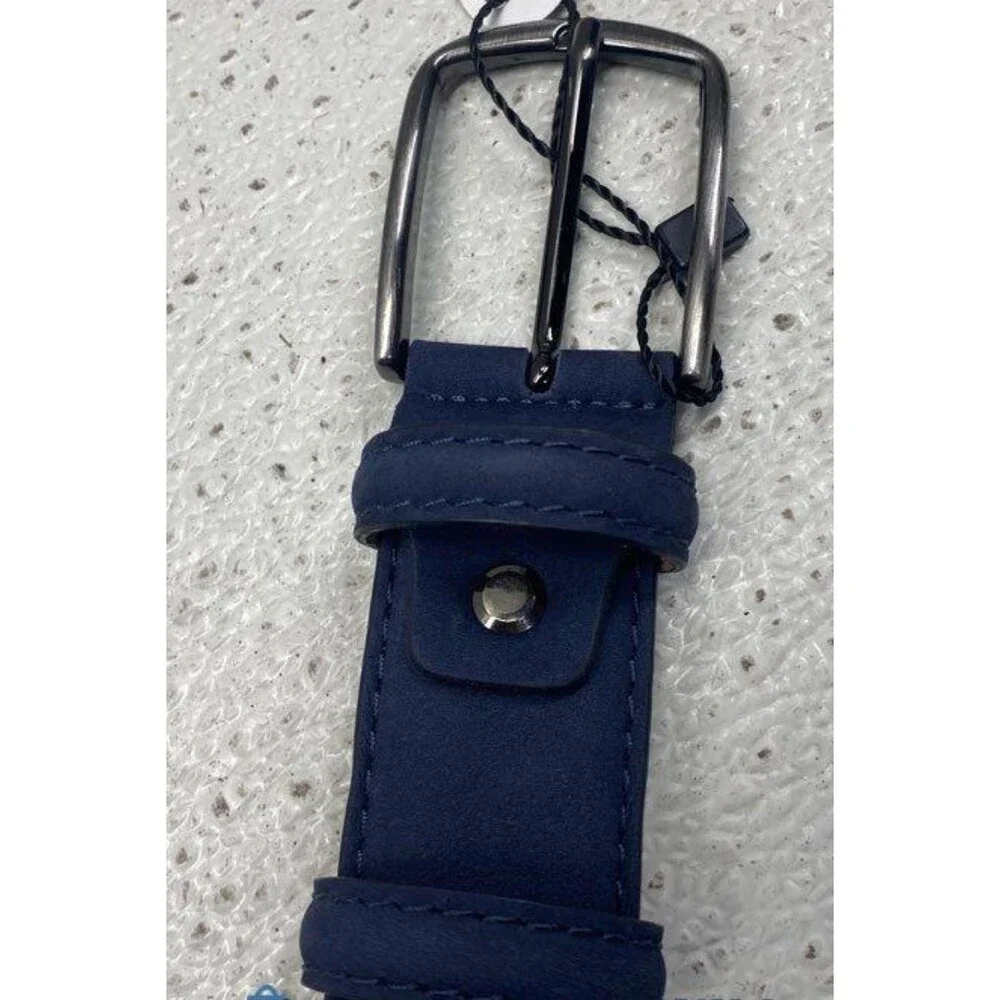 Prevedoni Bellagio Blue Leather Belt - Made in Italy - Pristine Size 46 / 115cm